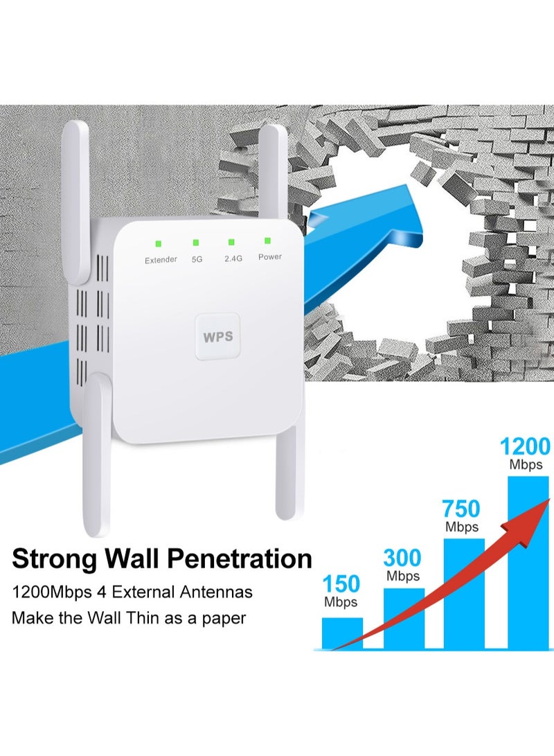 5G Wireless WiFi Signal Booster Router The total speed can reach 1200Mbps, supports WPS one-click pairing, and is equipped with 4 external high-gain antennas - Image 3